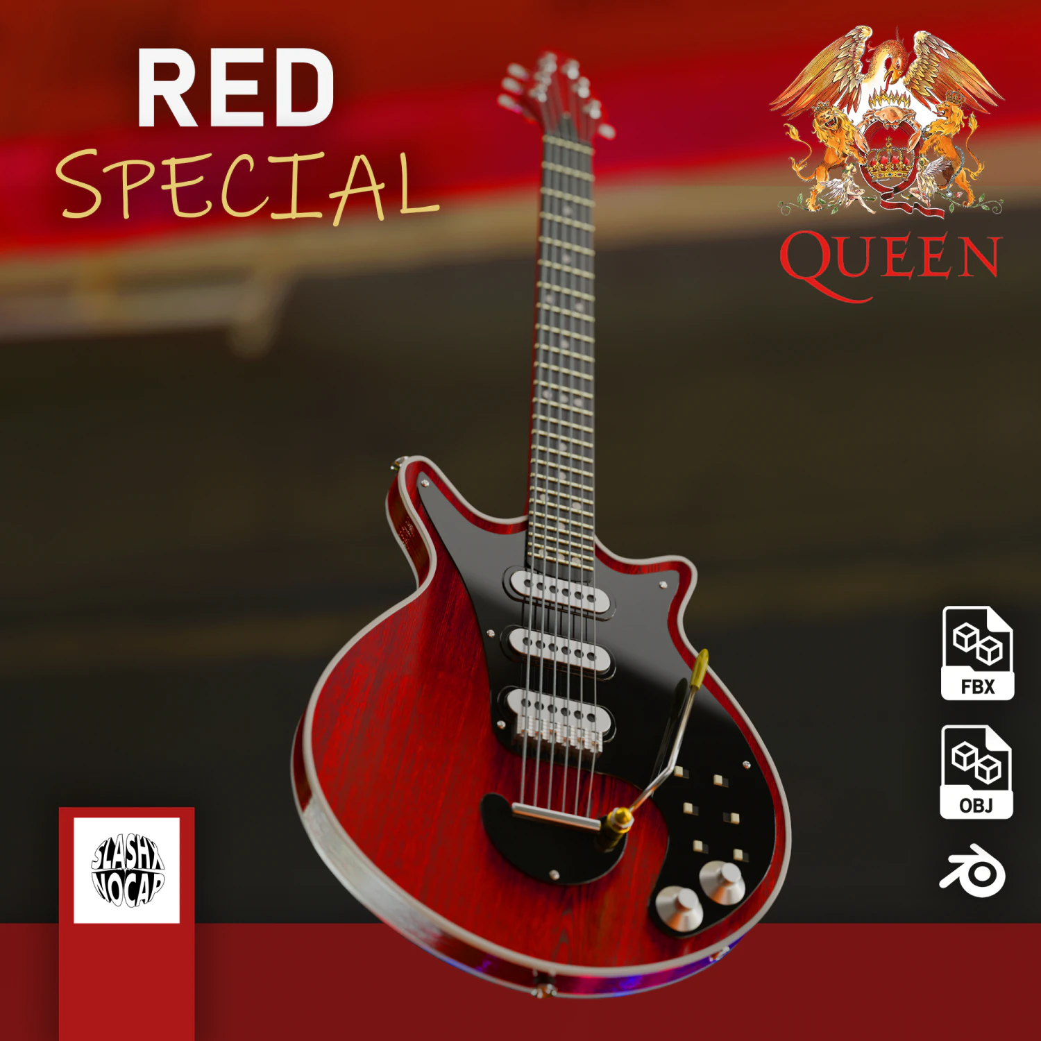 RED SPECIAL GUITAR 3D Model .c4d .max .obj .3ds .fbx .stl .blend 