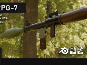 RPG-7 LOW-POLY ROCKET LAUNCHER GAME READY ASSET Modelo 3D