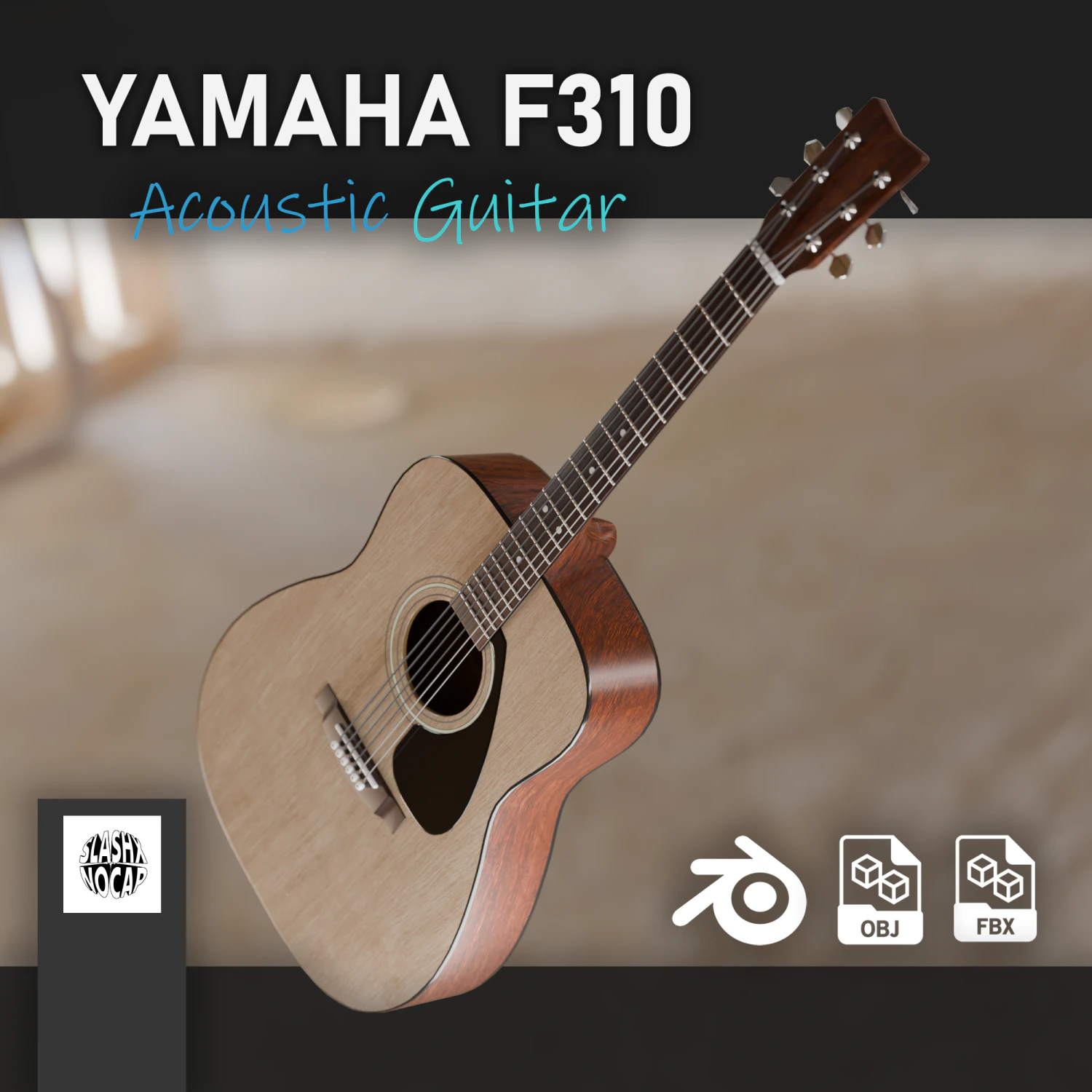 YAMAHA F310 ACOUSTIC GUITAR 3D Model .c4d .max .obj .3ds .fbx .stl .blend