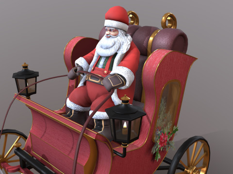 Lowpoly Santa Reindeer Set 3D Model