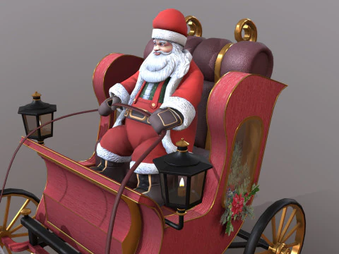 Lowpoly Santa Reindeer Set 3D Model