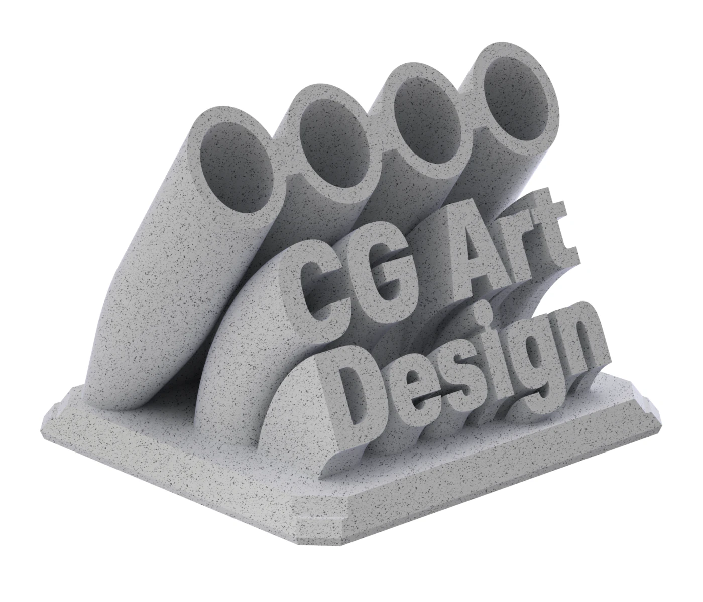 Printable Sweeping Text Plate With Pen Holder 3D Print Model .c4d .max .obj .3ds .fbx .stl .blend 