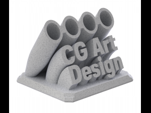 Printable Sweeping Text Plate With Pen Holder 3D-Druckmodell