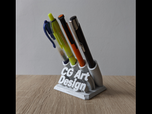 Printable Sweeping Text Plate With Pen Holder Modello di stampa 3D