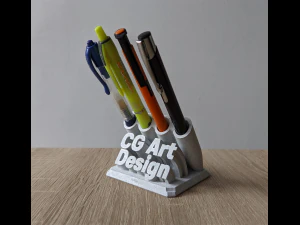 Printable Sweeping Text Plate With Pen Holder 3D Print Model