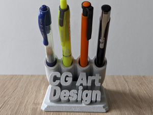 Printable Sweeping Text Plate With Pen Holder Modello di stampa 3D