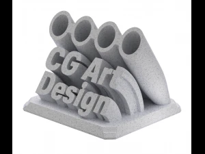 Printable Sweeping Text Plate With Pen Holder 3D Print Model