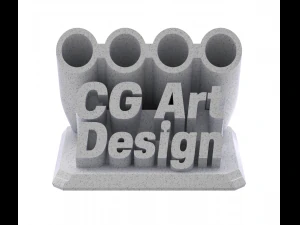 Printable Sweeping Text Plate With Pen Holder 3D Print Model