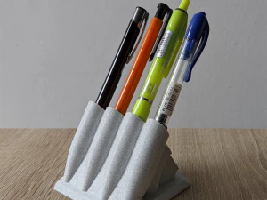 Printable Sweeping Text Plate With Pen Holder 3D Print Model