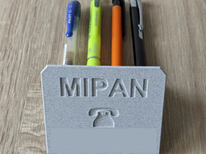Printable Sweeping Text Plate With Pen Holder 3D Print Model
