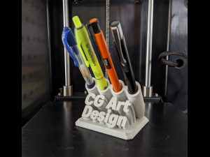 Printable Sweeping Text Plate With Pen Holder Modello di stampa 3D