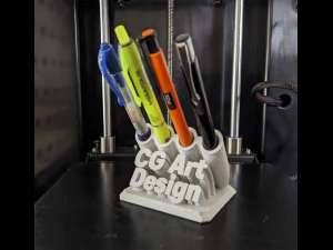 Printable Sweeping Text Plate With Pen Holder 3D Print Model