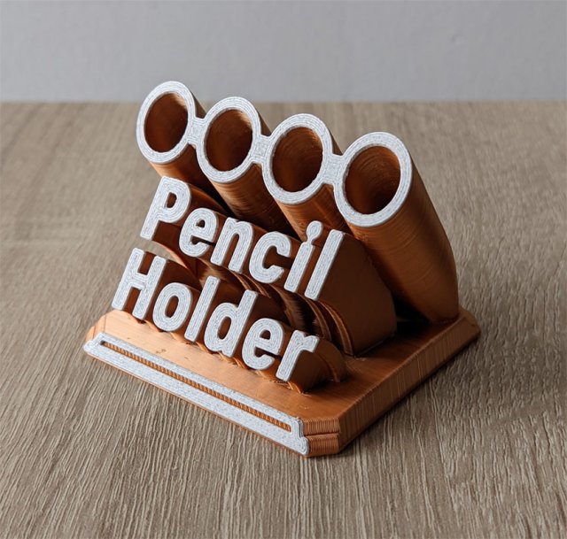 Printable Sweeping Text Plate With Pen Holder 3D Print Model .c4d .max .obj .3ds .fbx .stl .blend 