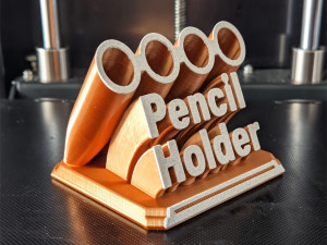 Printable Sweeping Text Plate With Pen Holder 3D Print Model