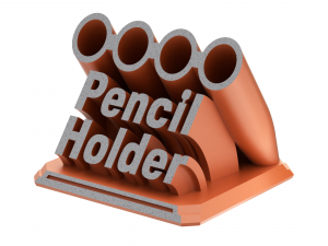 Printable Sweeping Text Plate With Pen Holder 3D Print Model