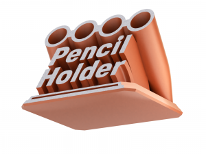 Printable Sweeping Text Plate With Pen Holder 3D Print Model