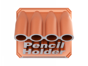 Printable Sweeping Text Plate With Pen Holder 3D Print Model