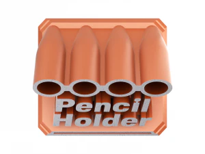 Printable Sweeping Text Plate With Pen Holder 3D Print Model