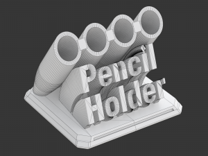 Printable Sweeping Text Plate With Pen Holder 3D Print Model