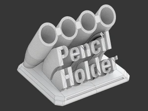Printable Sweeping Text Plate With Pen Holder 3D Print Model