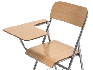 Wooden Student Chair with Desk and Armrest 3D Model