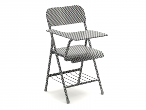 Wooden Student Chair with Desk and Armrest 3D Модель