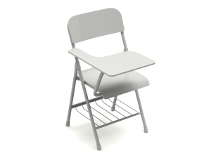 Wooden Student Chair with Desk and Armrest 3D Модель