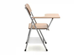 Wooden Student Chair with Desk and Armrest 3D Model