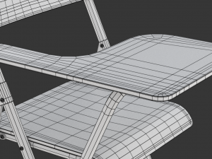 Wooden Student Chair with Desk and Armrest 3D Модель
