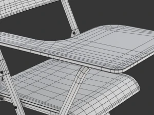Wooden Student Chair with Desk and Armrest 3D Model