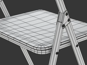 Wooden Student Chair with Desk and Armrest 3D Model