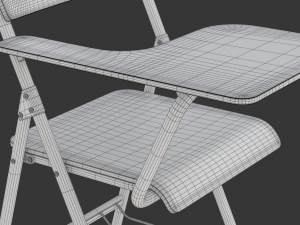 Wooden Student Chair with Desk and Armrest 3D Модель