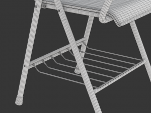 Wooden Student Chair with Desk and Armrest 3D Модель