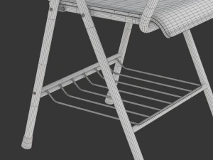 Wooden Student Chair with Desk and Armrest 3D Model