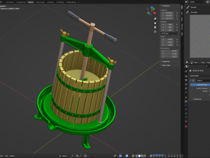 Traditional Green Fruit and Wine Press 3D 모델
