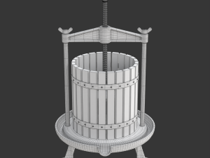 Traditional Green Fruit and Wine Press 3D 모델