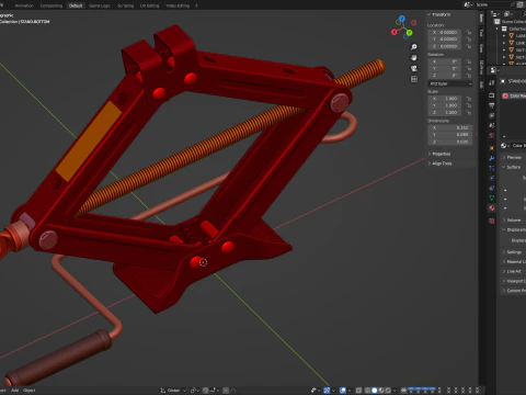 Scissor Jack Car Lifter 3D Model
