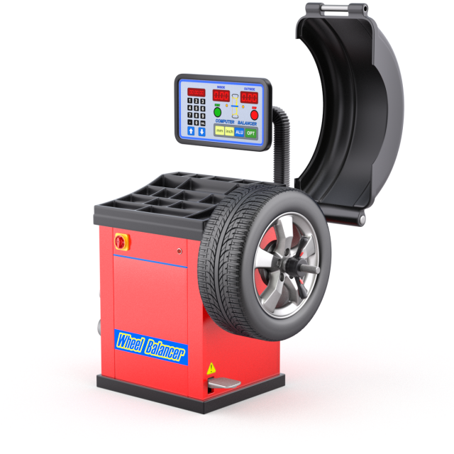 Wheel Balancer With Car Wheel 3D Модель .c4d .max .obj .3ds .fbx .stl .blend 