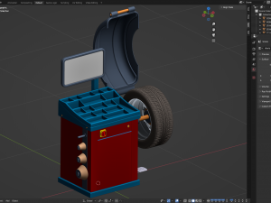 Wheel Balancer With Car Wheel 3D Модель