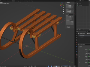 Wooden Sled 3D Model