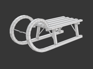 Wooden Sled 3D Model