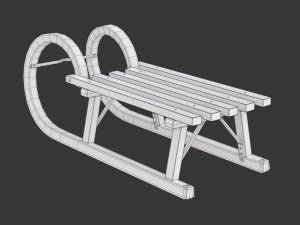 Wooden Sled 3D Model