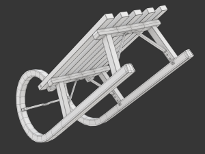 Wooden Sled 3D Model