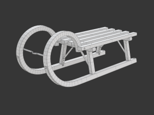 Wooden Sled 3D Model