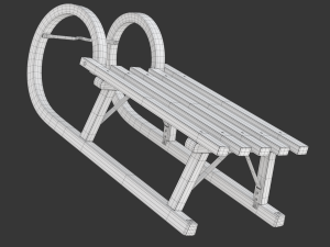 Wooden Sled 3D Model