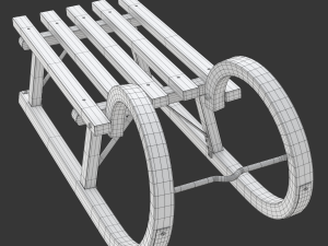 Wooden Sled 3D Model