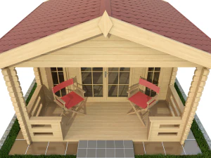 Garden Wooden Cabin 3D Model