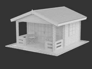 Garden Wooden Cabin 3D Model