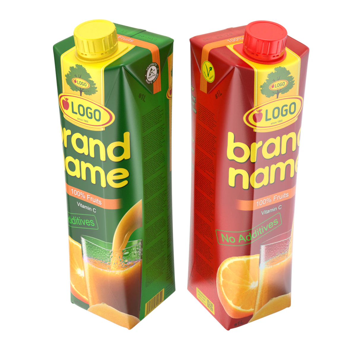 Juice Carton Box 3D Model .c4d .max .obj .3ds .fbx .stl .blend 