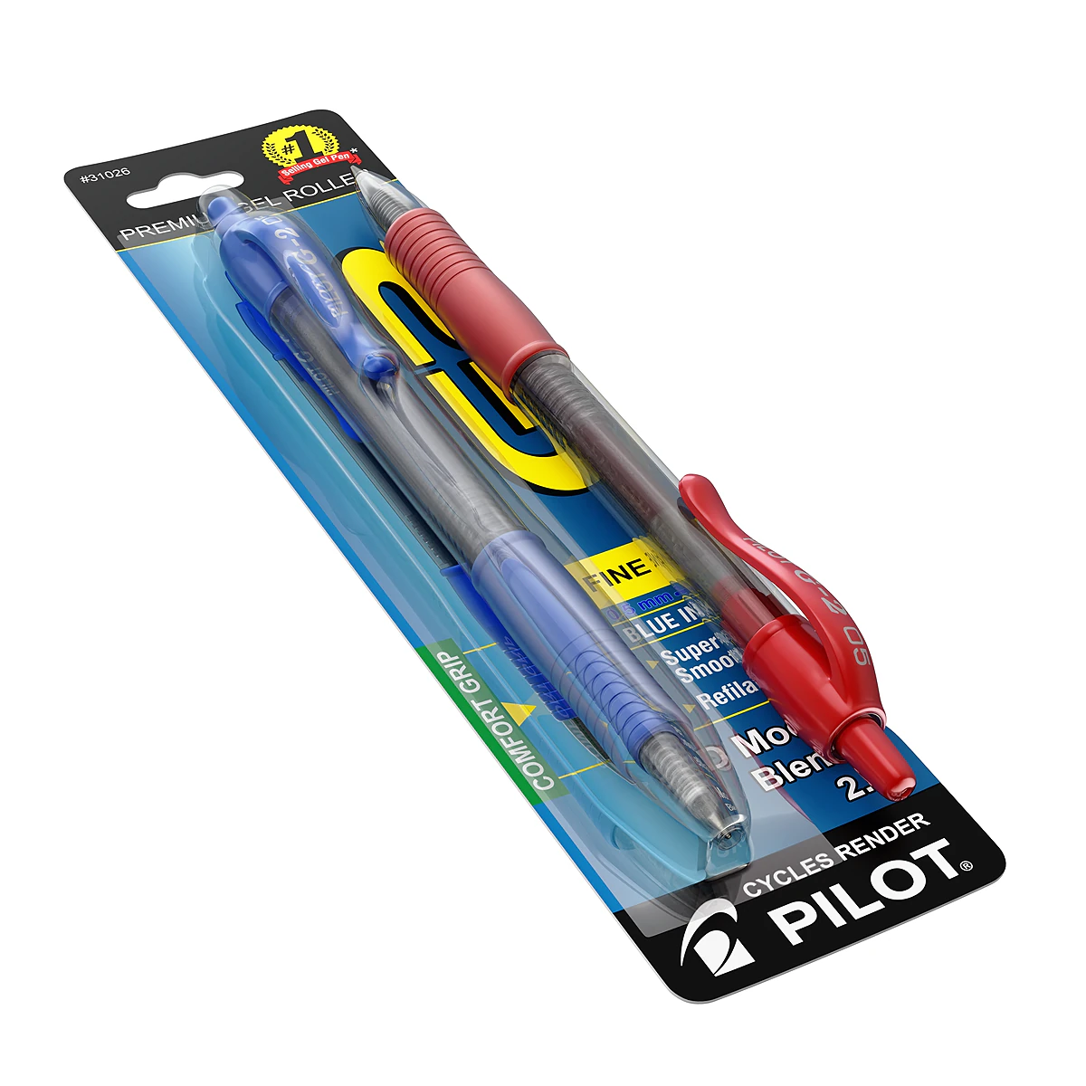 Ball Pen With Blister Pack 3D Model .c4d .max .obj .3ds .fbx .stl .blend 